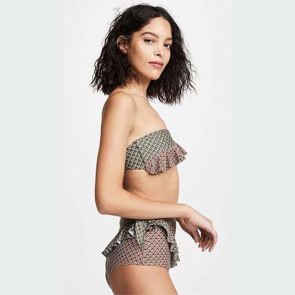 Flirtini High Waist Ruffle Designer Ultra Premium Runway Brazilian Bikini - Picture 2 of 8